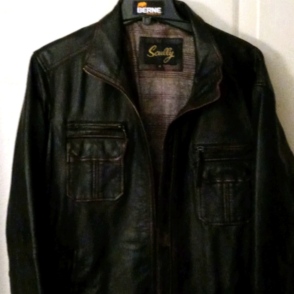 Scully Leather Mens Oxblood Lambskin Zip Front Jac